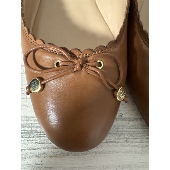 Ralph Lauren Glennie Flats Polo Tan Super Soft Leather Size 10B - Picture 13 of 13